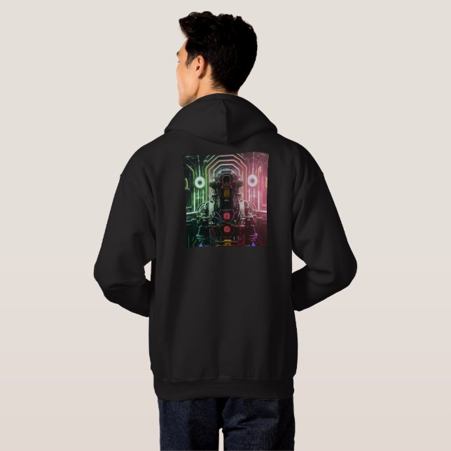 Robot 1 hombres sudadera encapuchada negra (Reverso completo)