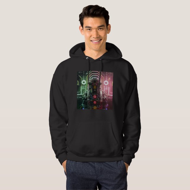 Robot 1 hombres sudadera encapuchada negra (Anverso completo)