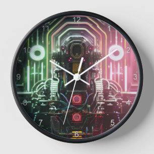 Robot 1 reloj de pared negra con números