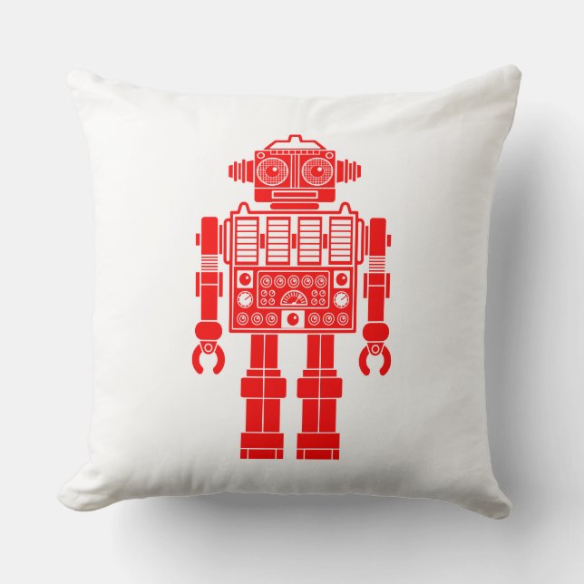 Robot 270620/08 - Cojín decorativo rojo y blanco (Anverso)