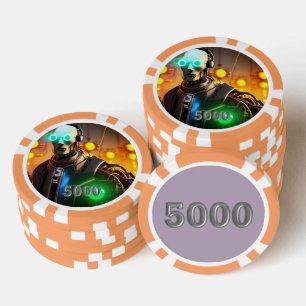 Robot 2 naranja 5000 chip de póquer a rayas