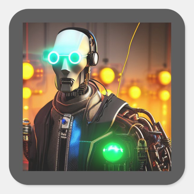 Robot 2 pegatinas cuadrados (Anverso)