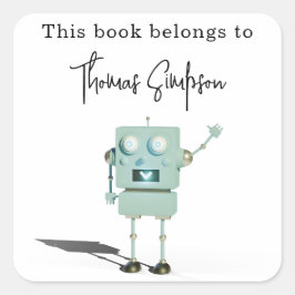 robot 3D - etiqueta de libro para baby shower