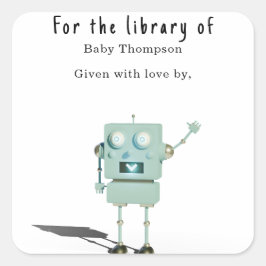 robot 3D - etiqueta de libro para baby shower