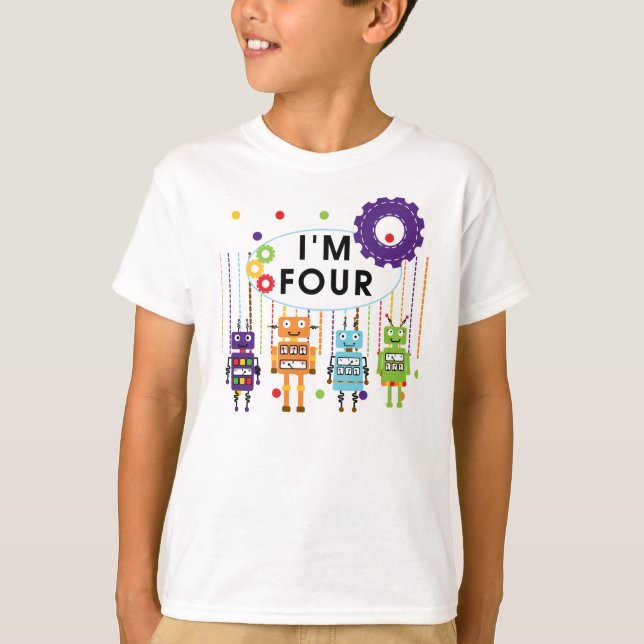 Robot 4ª camisetas de cumpleaños y regalos (Anverso)