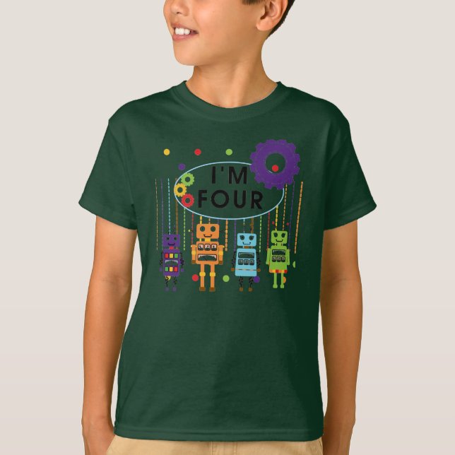 Robot 4ª camisetas de cumpleaños y regalos (Anverso)
