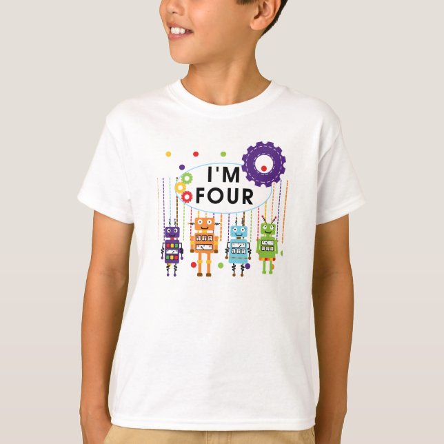 Robot 4ª camisetas de cumpleaños y regalos (Anverso)