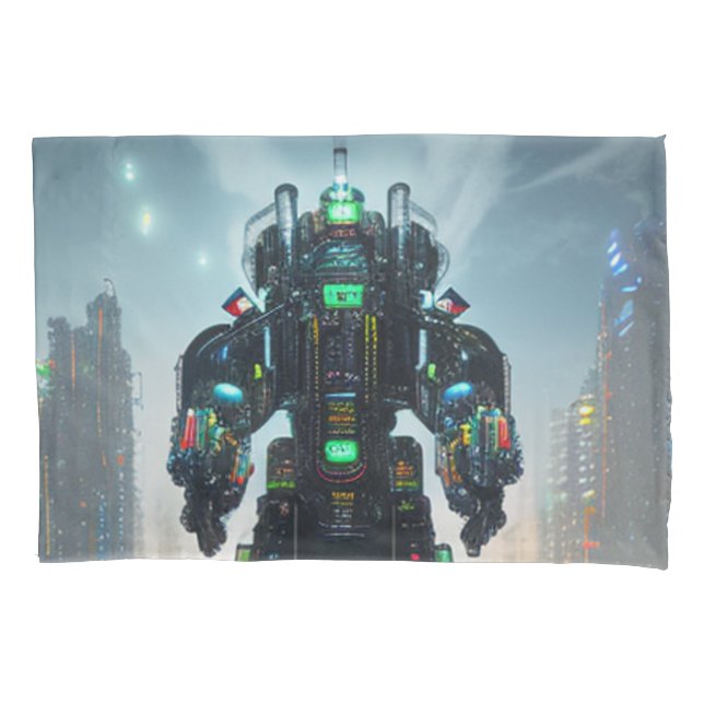 Robot 4 funda de almohada estándar blanca (Anverso)