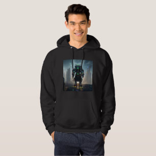Robot 4 hombres sudadera con capucha negra