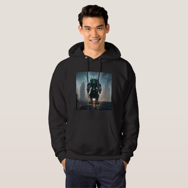Robot 4 hombres sudadera con capucha negra (Anverso completo)