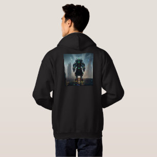 Robot 4 hombres sudadera encapuchada negra en la e