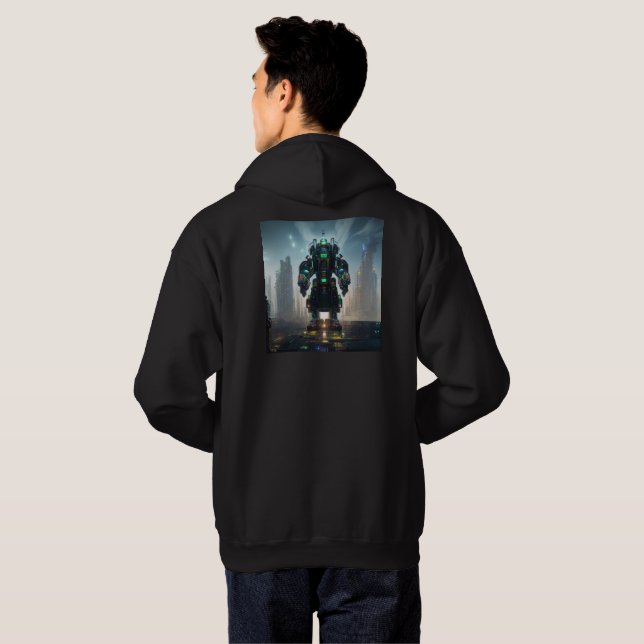 Robot 4 hombres sudadera encapuchada negra en la e (Reverso completo)