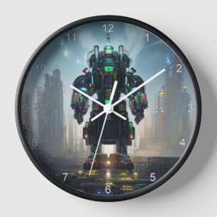 Robot 4 reloj de pared negra con números