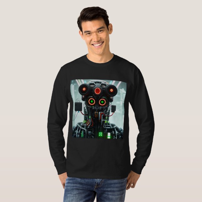 Robot 5 hombres camiseta de manga larga negra (Anverso completo)