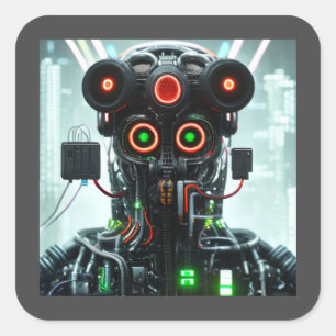 Robot 5 pegatinas cuadrados