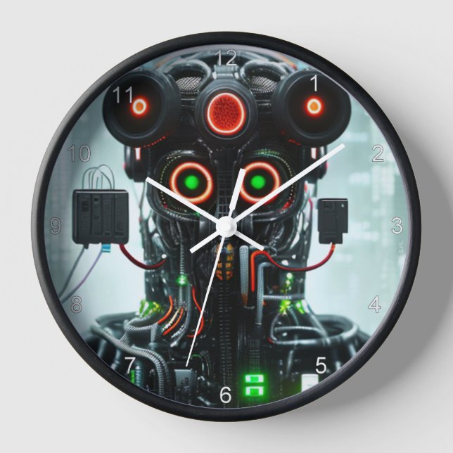 Robot 5 reloj de pared negra con números (Anverso)