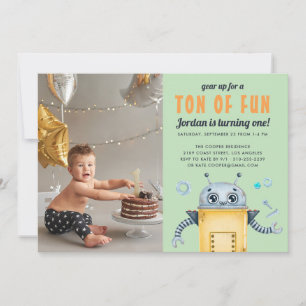 Robot Adorable Invitación de Foto para Cumpleaño