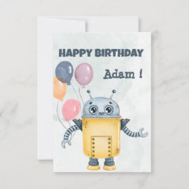 Robot con globos Tarjeta de felicitación de cumple