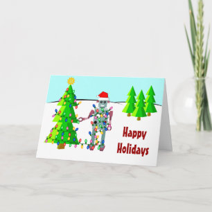 Robot con las luces de navidad