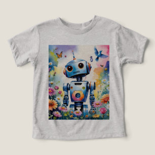 Robot Curioso Con Mariposas Y Flores De Aves