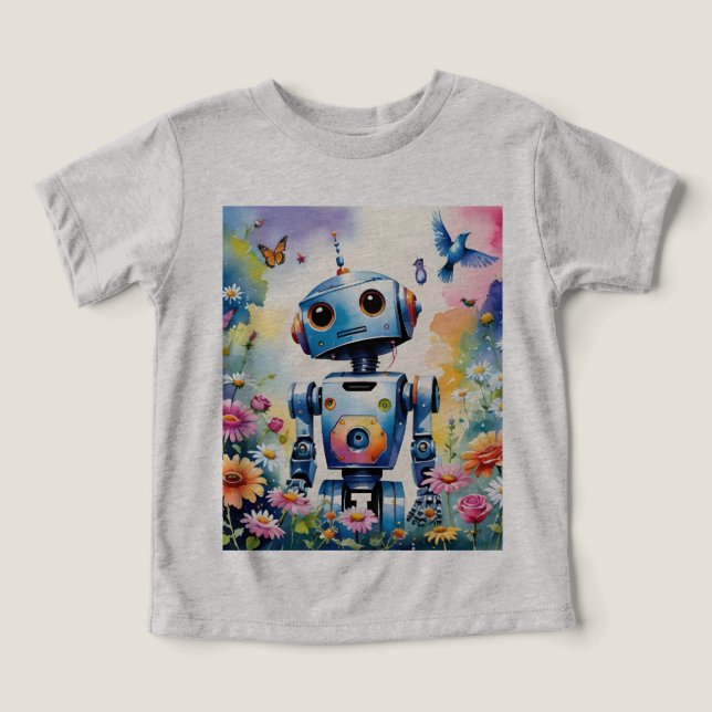 Robot Curioso Con Mariposas Y Flores De Aves (Diseño delantero )