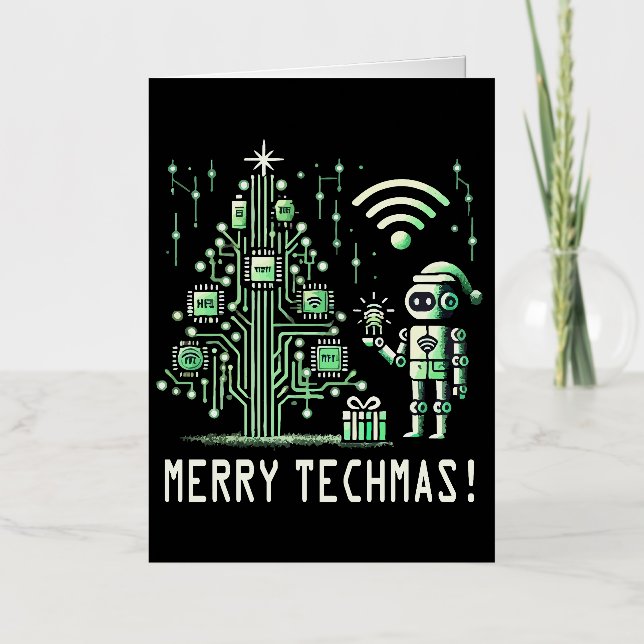 Robot de IA con árbol de Navidad tecnológico - Tec (Anverso)