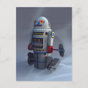 Robot de juguete retro número 7 postal