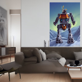 Robot en la montaña nevada | Poster de arte de IA