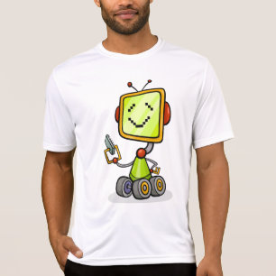 Robot feliz en camiseta activa para hombre de las