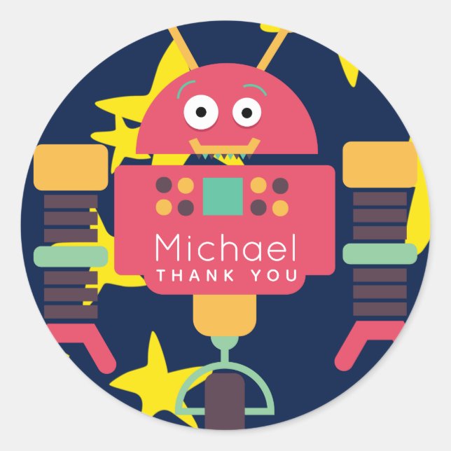 Robot Fiesta Pegatinas Niños Favoritos personaliza (Anverso)