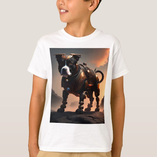 Robot Staffordshire Bull Terrier, camiseta para ni (Anverso)
