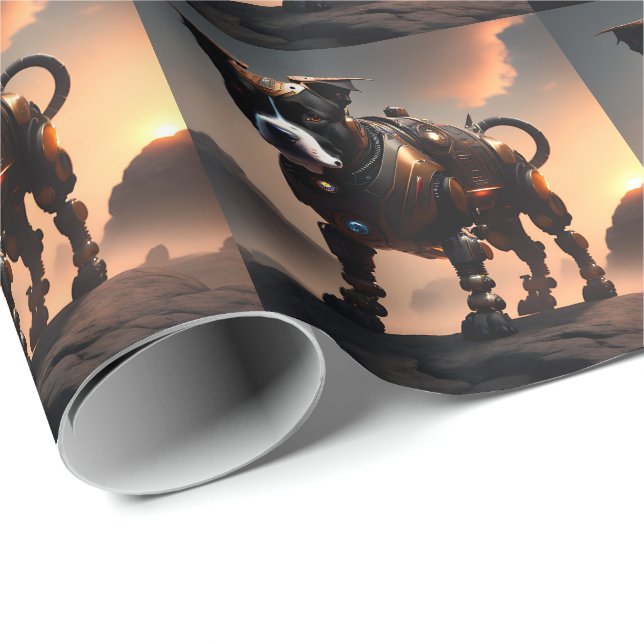 Robot Staffordshire Bull Terrier, papel de regalo (Esquina del rollo)