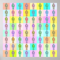 Robots de arte pop retro v1
