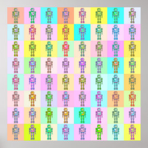 Robots de arte pop retro v1