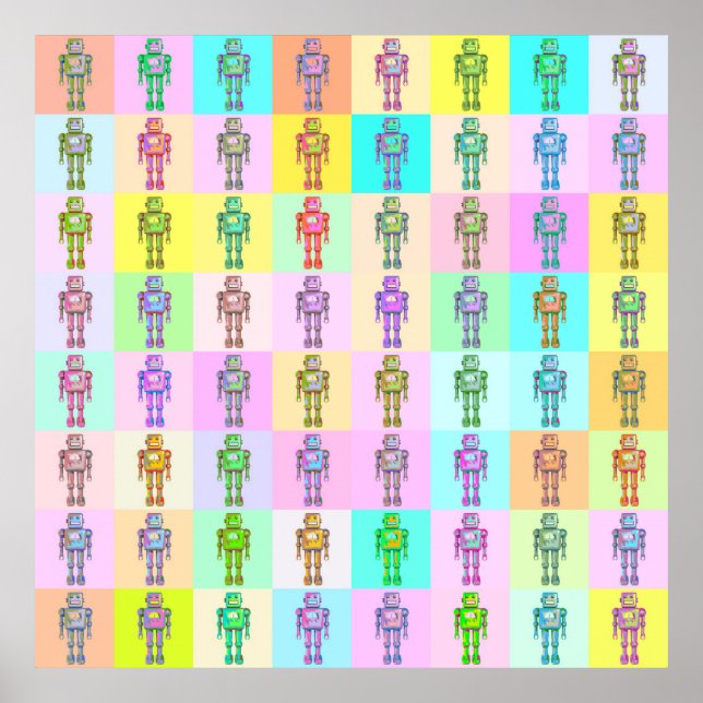 Robots de arte pop retro v1 (Frente)