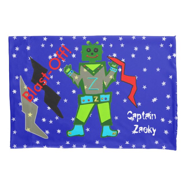 Robots Spaceships Niños Fundas de almohada estánda (Anverso-izquierdo)
