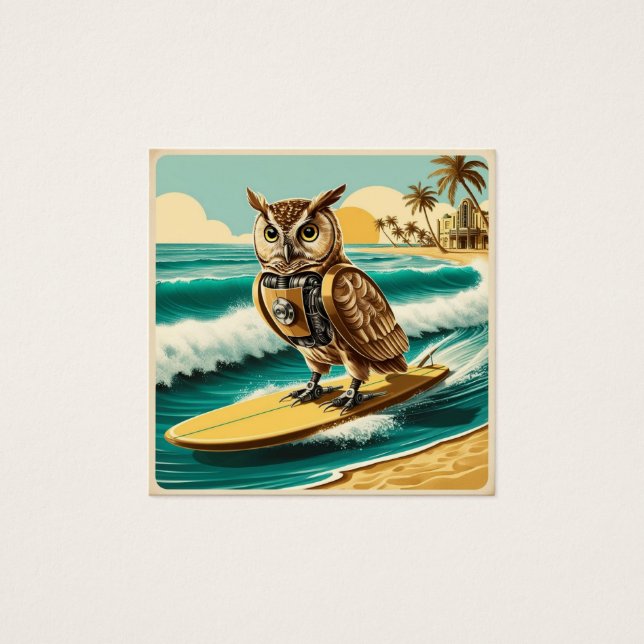 Robots vintage navegando en la playa (Anverso)