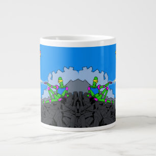 Robots y alienígenas jumbo taza de café