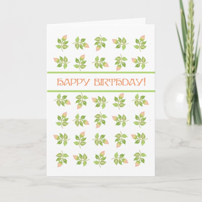 Róbulos rosados bonitos en tarjeta de cumpleaños b (Anverso)