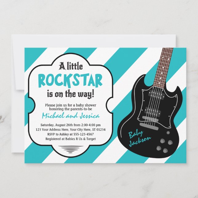Roca de la invitación el | de Rockstar Baby Shower (Anverso)