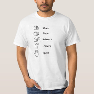 Roca, papel, tijeras, lagarto, camiseta de Spock