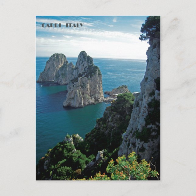 Rocas Faraglioni, postal de la isla de Capri (Anverso)