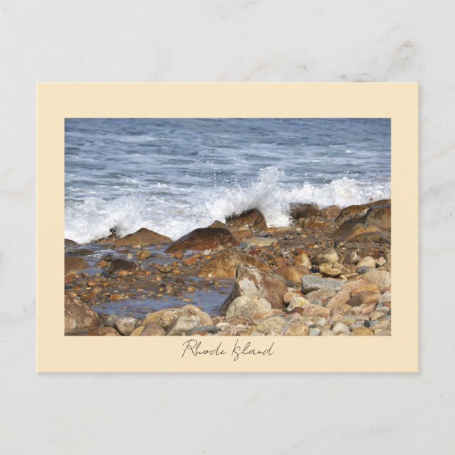 Rocas Olas Tarjeta Postal de Rhode Island (Anverso)