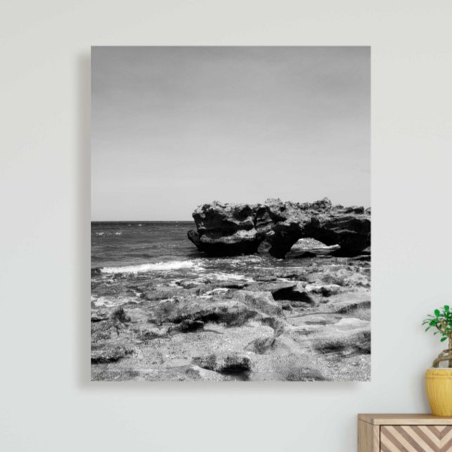 Rocas resplandecientes preservan el arte mural de  (Black and white photography Coral Cove and Blowing Rocks Jupiter Florida by Victoria Grigaliunas)