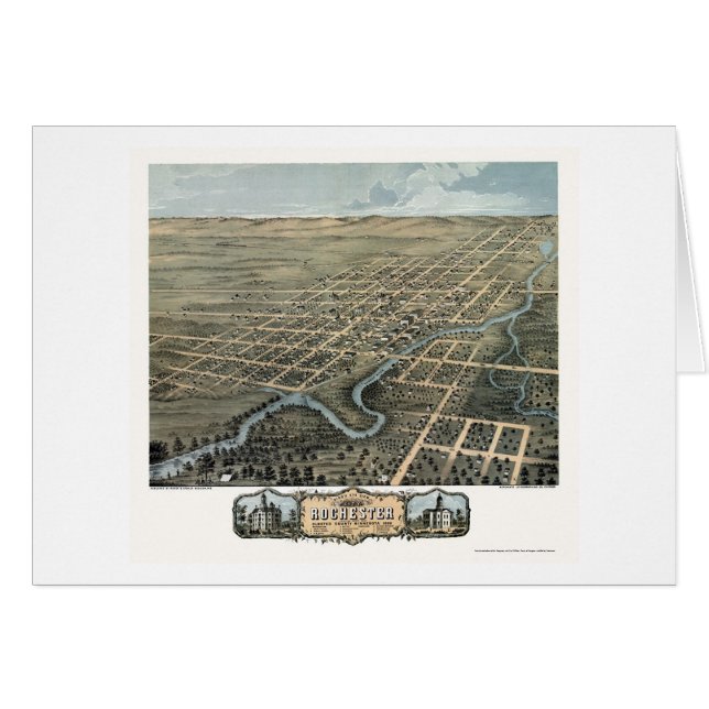 Rochester, mapa panorámico del manganeso - 1869 (Anverso (Horizontal))