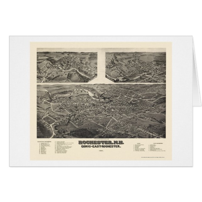 Rochester, mapa panorámico del NH - 1884 (Anverso (Horizontal))