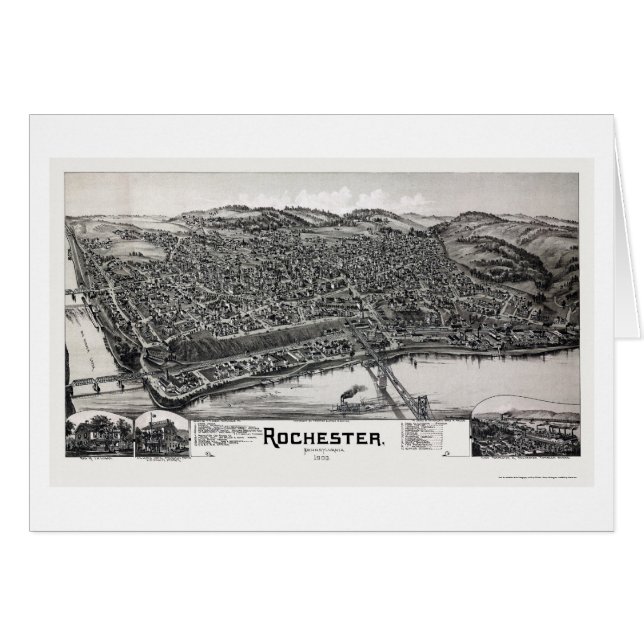 Rochester, mapa panorámico del PA - 1900 (Anverso (Horizontal))