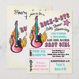 Rock a bye rockstar bebé ducha Invitaciones