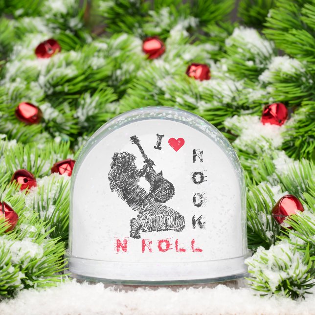 Rock and Roll Guitar Player Snow Globe (Navidad)