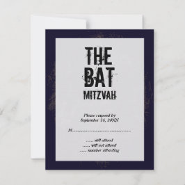 Rock Bat Mitzvah RSVP Tarjeta de respuesta negra